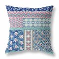 Palacedesigns 26 in. Patch Indoor & Outdoor Zippered Throw Pillow Blue & Pink PA3664107